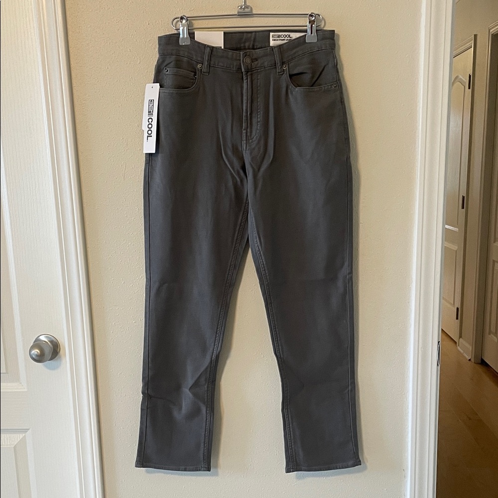 New Women’s 32 Degree Cool Sz 28 Gray Sweatpant Jeans Stretchy Slim Straight